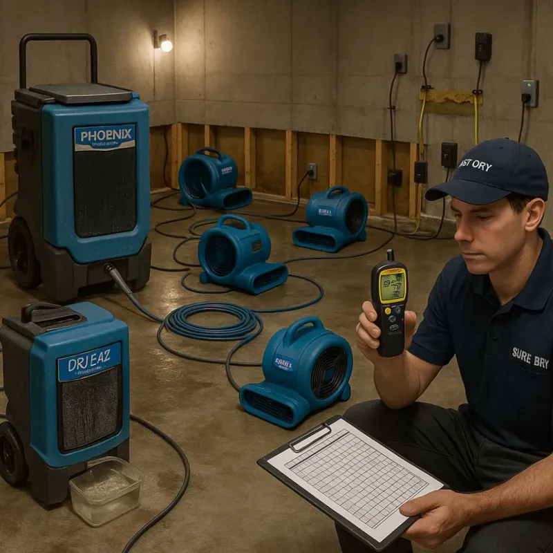 Structural Drying and Dehumidification process in Branford Center, CT